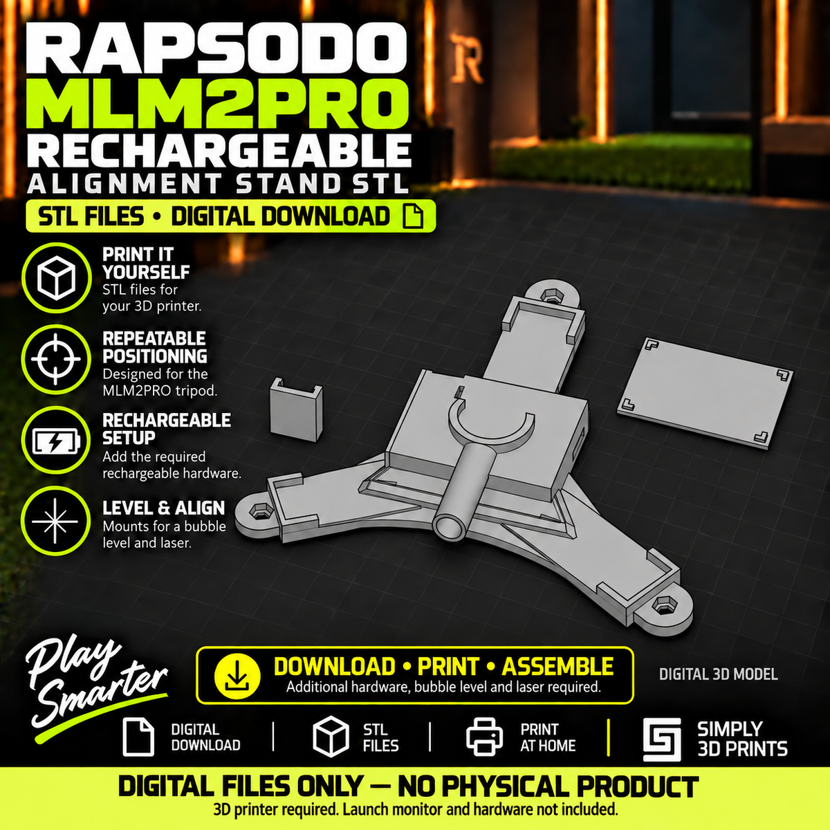 Rapsodo MLM2PRO rechargeable stand STL files — digital download overview