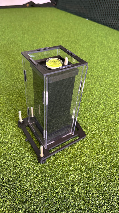Square Golf Protective Case + Leveling with adjustable base and bubble level