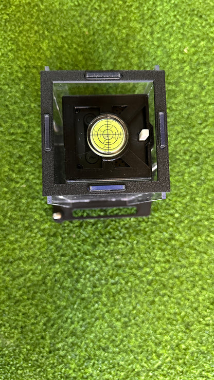 Top view of the Square Golf protective case showing the circular bubble level