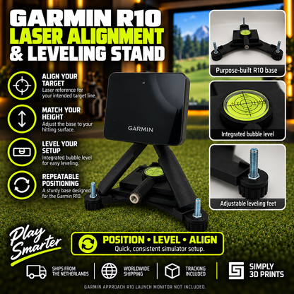Garmin R10 laser alignment and leveling stand — product overview