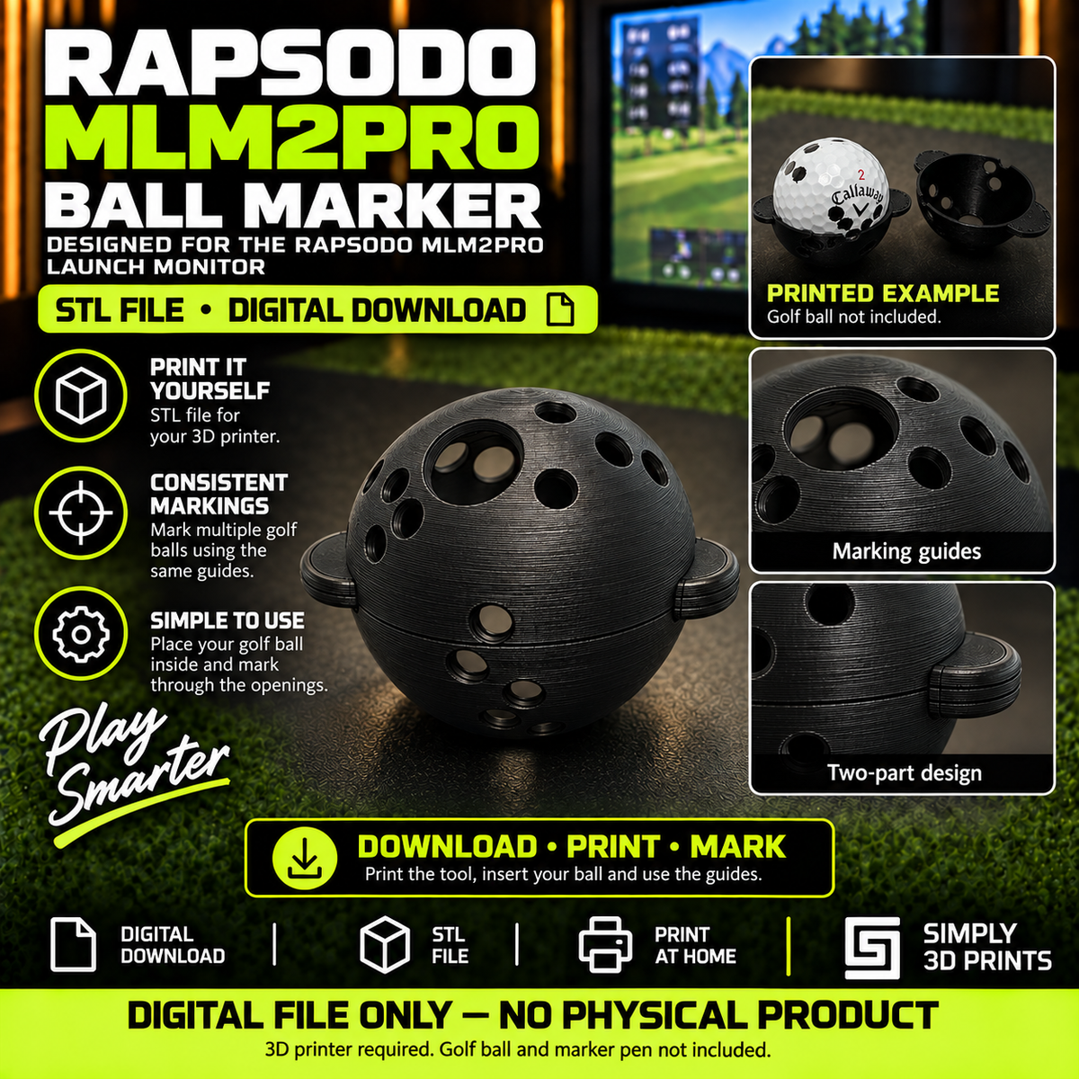 Rapsodo MLM2PRO ball marker STL file — digital download overview