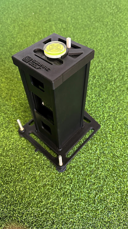 Original Square Golf metal case fitted in the adjustable leveling stand