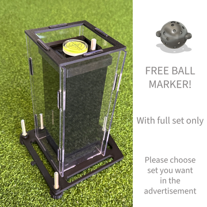 Square Golf protective case with adjustable feet and bubble level; free ball marker with Full Set only
