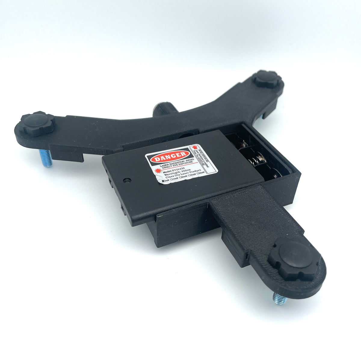 Underside of an assembled Garmin R10 rechargeable stand showing the battery compartment