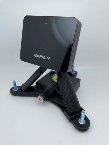 Garmin Approach R10 mounted on the rechargeable laser leveling stand