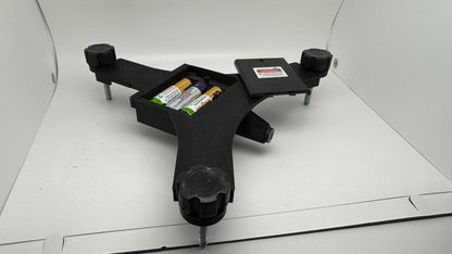 Underside of an assembled Rapsodo MLM2PRO stand with battery compartment open