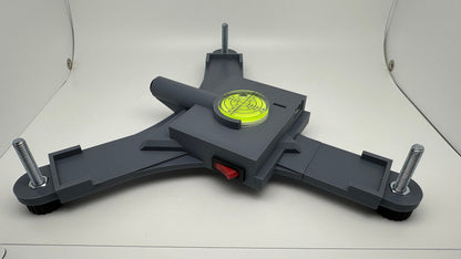 Side view of a printed Rapsodo MLM2PRO rechargeable stand with power switch