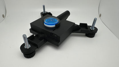Side view of the Garmin R10 rechargeable stand with blue bubble level