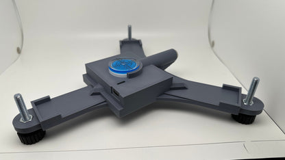 Side view of the Rapsodo MLM2PRO rechargeable stand and three leveling feet